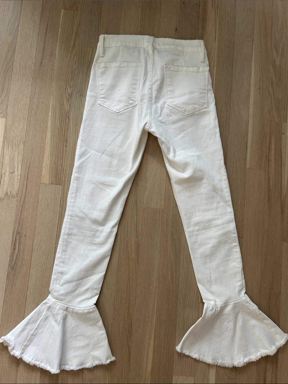 FRAME white denim high-rise jeans with gold button - Picture 3 of 7